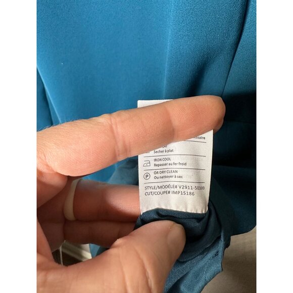 Vince Crepe Shift Dress with Pockets Size 0 Teal Blue Sleeveless Shift - Picture 8 of 9